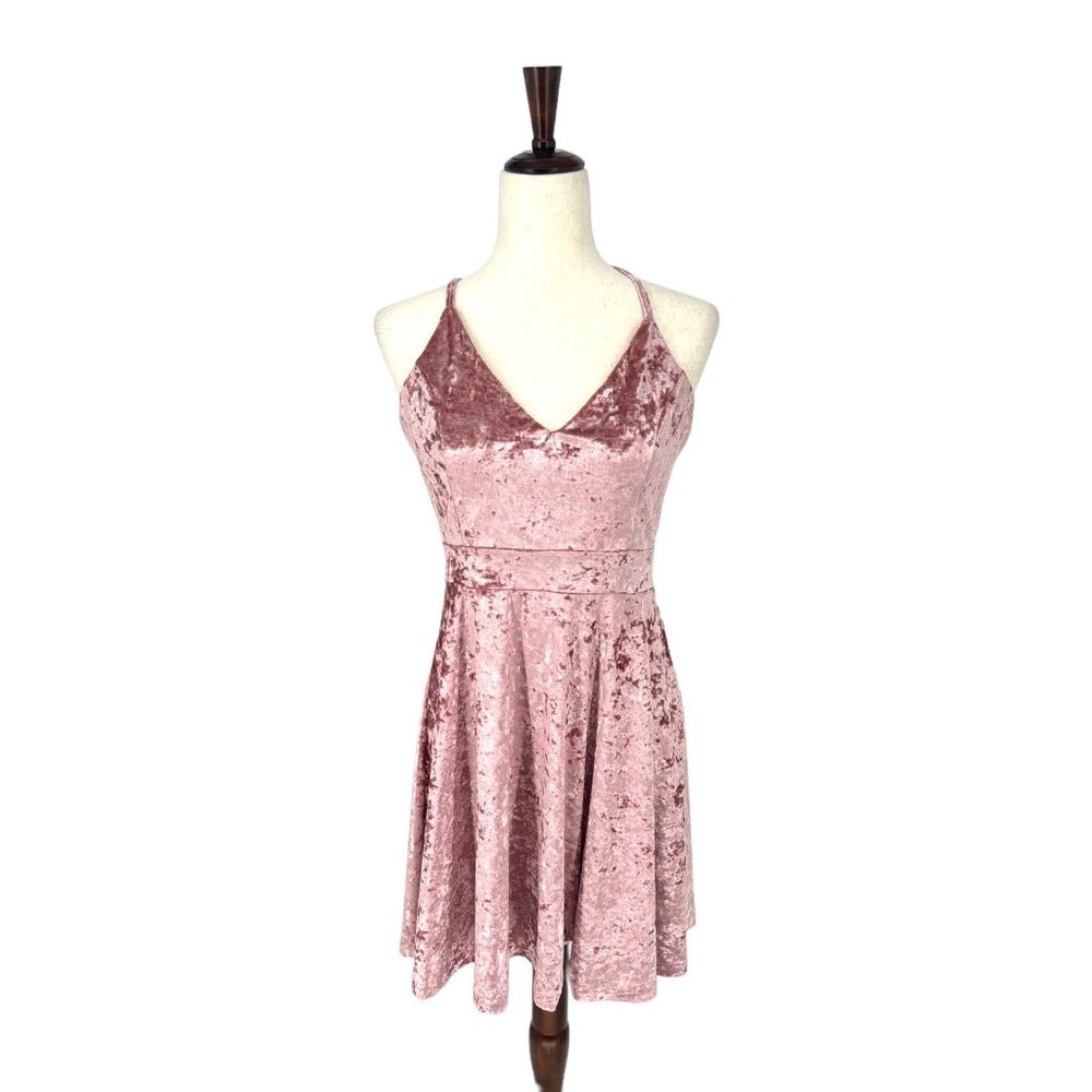 Velvet V-neck Mini Dress | Small